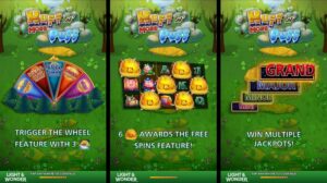 Mobile screenshot of the popular slot Huff N More Puff