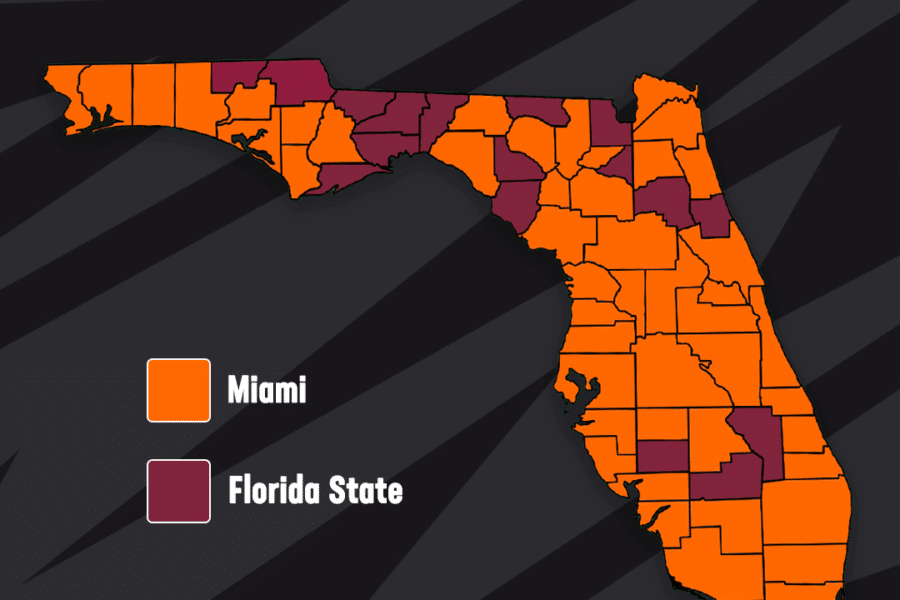 FSU Miami betting map