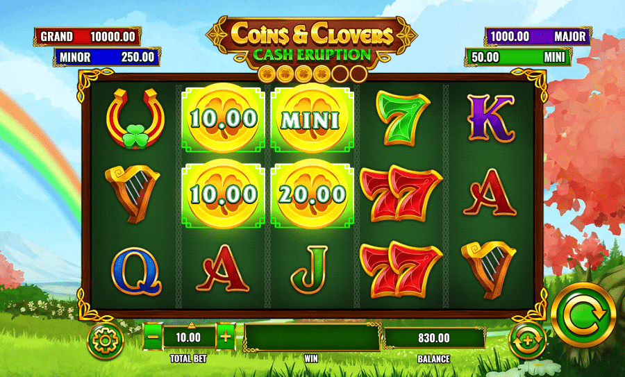 Cash eruption coins and clovers
